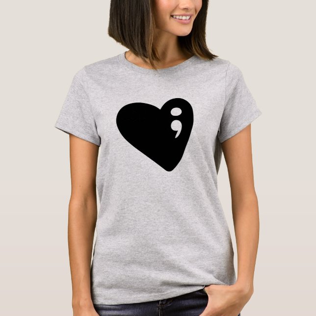 Semicolon Heart | Mental Health Awareness T-Shirt (Front)