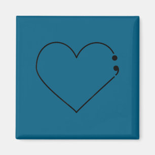 Semicolon Heart Mental Health Awareness Therast De Magnet