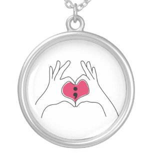 Semicolon Heart Pendant Necklace