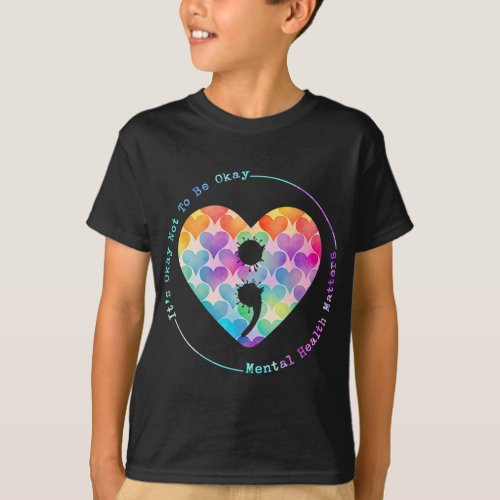 Semicolon Heart Suicide Prevention Mental Health A T_Shirt