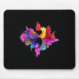 Semicolon Heart Tie Dye Suicide Prevention Awarene Mouse Pad