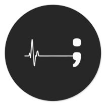 Semicolon Heartbeat Flatline Suicide Prevention Aw Classic Round Sticker