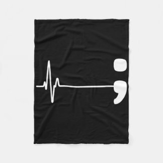 Semicolon Heartbeat Flatline Suicide Prevention Aw Fleece Blanket