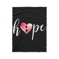 Semicolon Hope Heart Watercolor - Suicide Awarenes Fleece Blanket