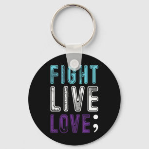 Semicolon Hope Suicide Awareness For A Mental Supp Keychain
