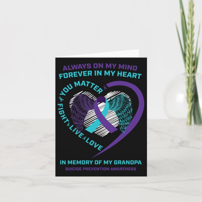 Semicolon In Memory Of Grandpa Suicide Prevention  Card (Front)