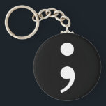Semicolon Keychain<br><div class="desc">Black background with white semicolon</div>