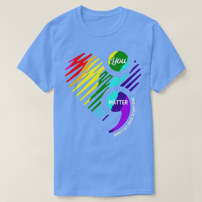 Semicolon Mental Health Awareness  T-Shirt (Design Front)