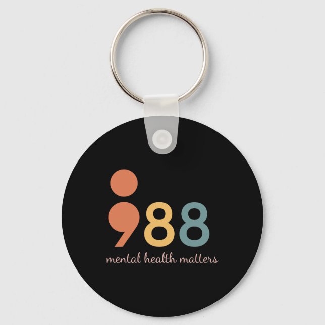 Semicolon Mental Health Problems Suicide Preventio Keychain (Front)