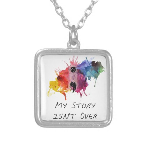 Semicolon_ My Story isnt Over Silver Plated Necklace