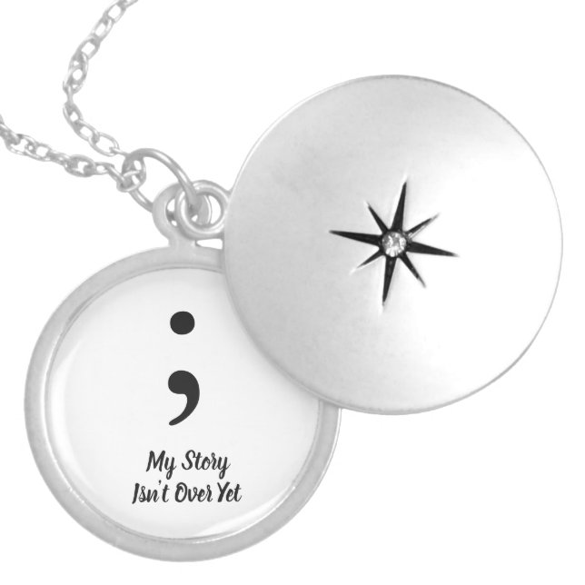 Semicolon - My Story Isn't over yet Locket Necklace (Front)