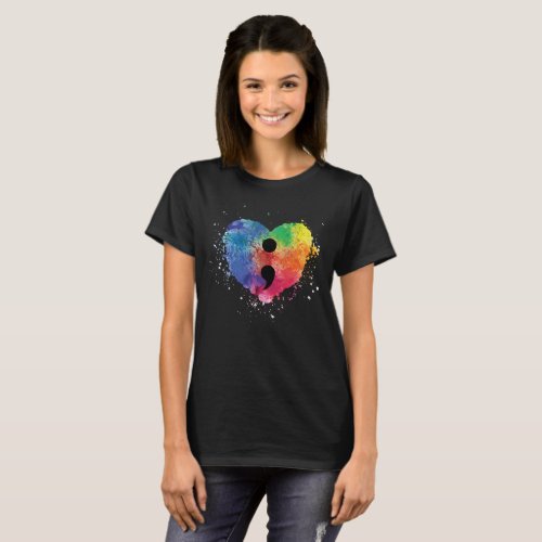 Semicolon Project Mental Health Awareness T_Shirt