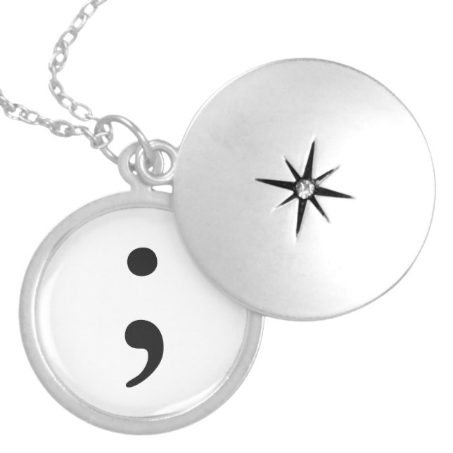 Semicolon Silver Plated Necklace (Front)