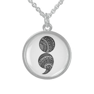 semicolon sterling silver necklace