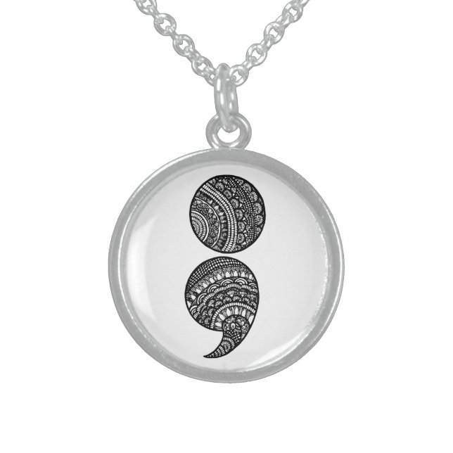 semicolon sterling silver necklace (Front)