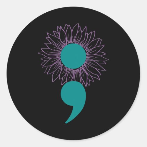 Semicolon Suicide Awareness Mental Health Gift  Classic Round Sticker