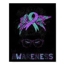 Semicolon Suicide Awareness Messy Hair Bun For Wom Poster