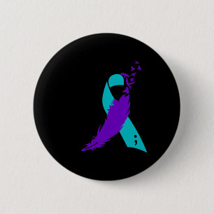 Semicolon Suicide Awareness Ribbon  Button
