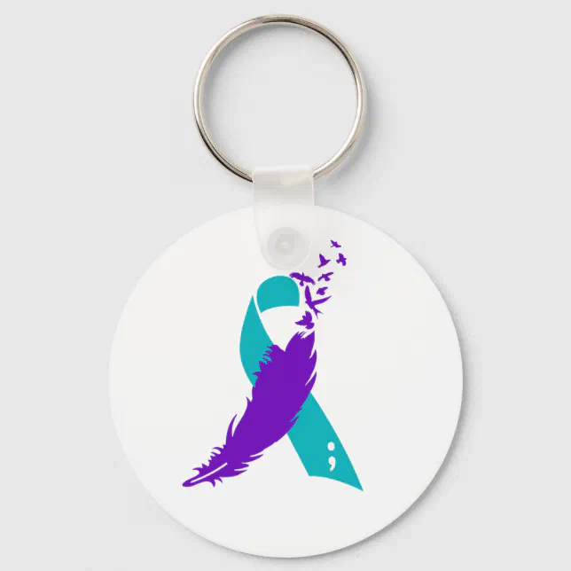 Semicolon Suicide Awareness Ribbon Keychain Zazzle