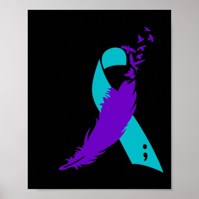 Semicolon Suicide Awareness Ribbon  Poster (Front)