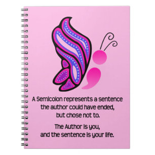 Semicolon Suicide/Depression Awareness Butterfly Notebook