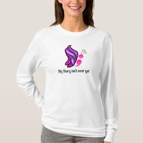 Semicolon SuicideDepression Awareness Butterfly T_Shirt