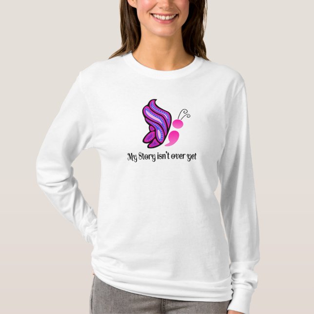 Semicolon Suicide/Depression Awareness Butterfly T-Shirt (Front)