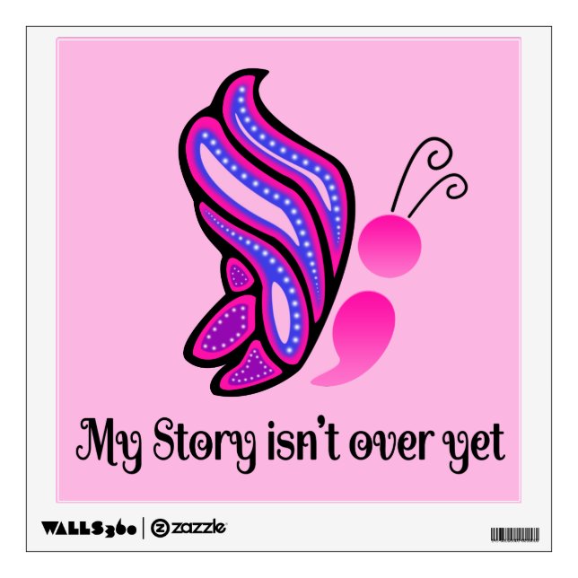Semicolon Suicide/Depression Story Butterfly Wall Decal (Front)