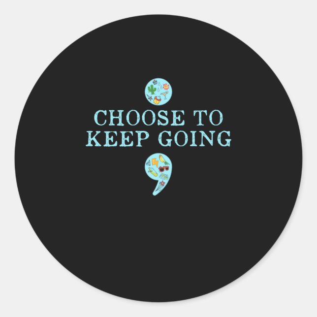 Semicolon Suicide Prevention Awareness Classic Round Sticker (Front)