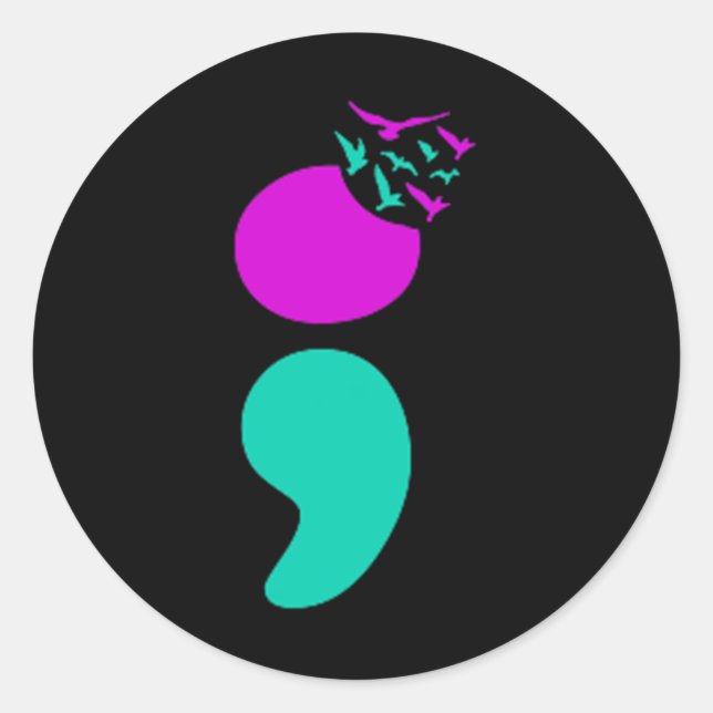 Semicolon Suicide Prevention Mental Health Suicide Classic Round Sticker (Front)