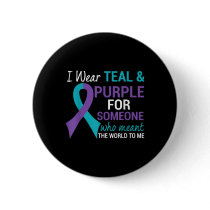 Semicolon Teal And Purple Ribbon Suicide Awareness Button