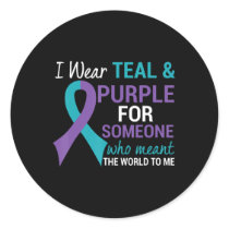 Semicolon Teal and Purple Ribbon Suicide Awareness Classic Round Sticker
