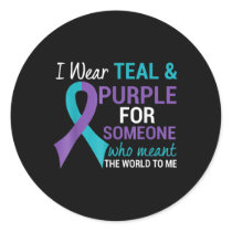 Semicolon Teal and Purple Ribbon Suicide Awareness Classic Round Sticker