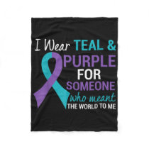 Semicolon Teal And Purple Ribbon Suicide Awareness Fleece Blanket