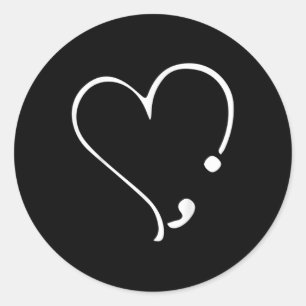 Semicolon This Too Shall Mental Health Classic Round Sticker