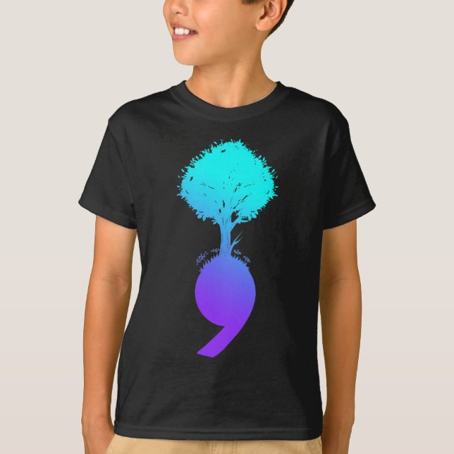 Semicolon Tree Suicide Prevention Awareness  T-Shirt (Front)