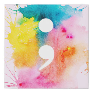 Semicolon Watercolor Canvas