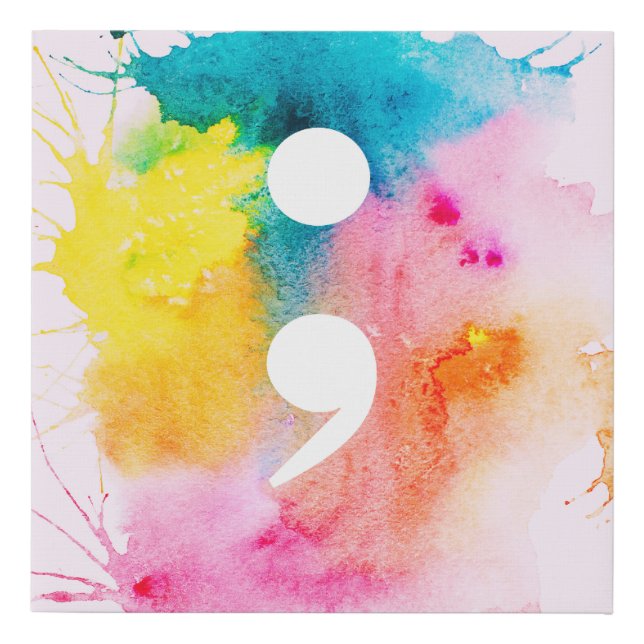 Semicolon Watercolor Canvas (Front)
