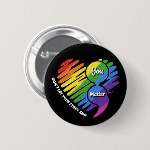 Semikolon LGBTQ Suicide Prevention Mental Health Button
