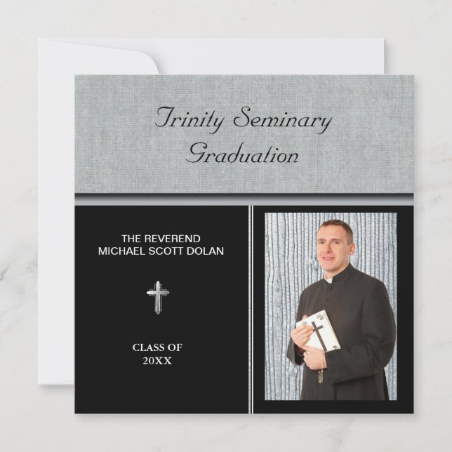 Seminary Graduation Photo Christian Custom Invitation (Front)