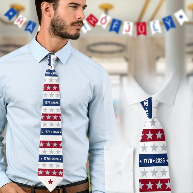 Semiquincentennial 1776 2026 White Celebration Neck Tie (Creator Uploaded)