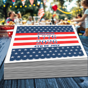 Semiquincentennial Navy Stars & Stripes 1776 2026 Napkins