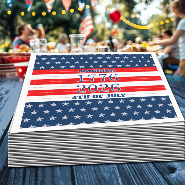Semiquincentennial Navy Stars & Stripes 1776 2026 Napkins (Creator Uploaded)
