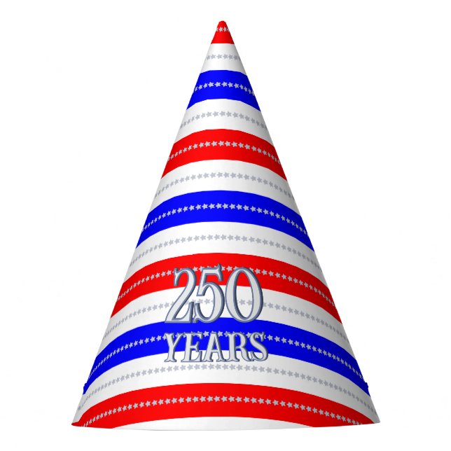 Semiquincentennial Stars & Stripes Celebration Party Hat (Front)