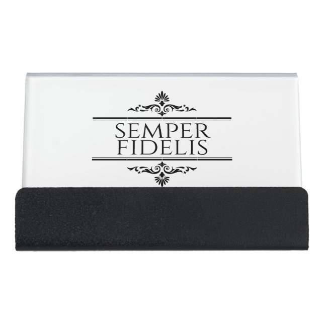 Semper Fidelis Desk Business Card Holder (Front)