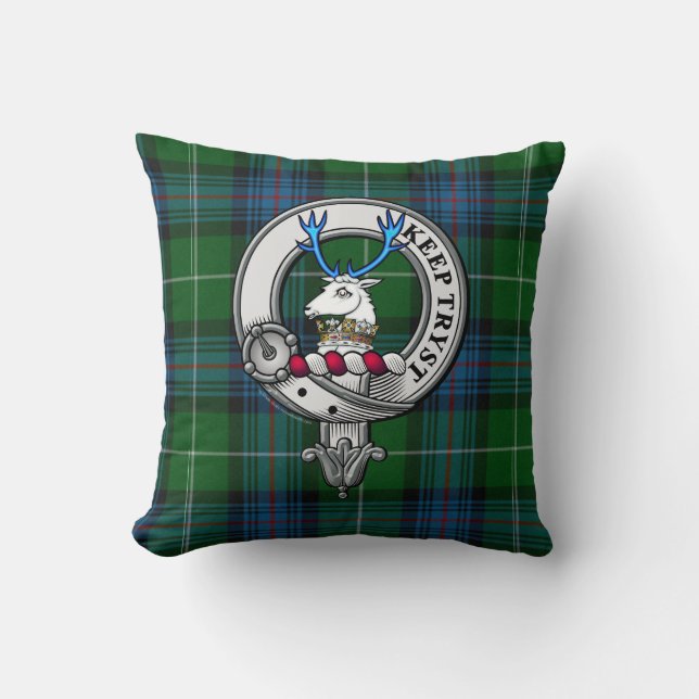 Semple Tartan & Badge Throw Pillow (Front)