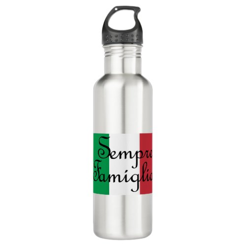 Sempre Famiglia and Italian flag colors Stainless Steel Water Bottle