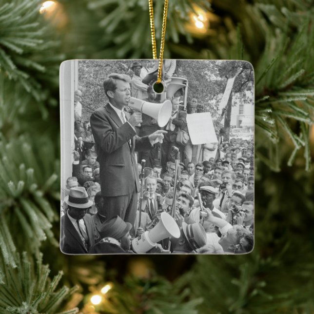 Sen. Robert Kennedy Campaigning for US President   Ceramic Ornament (Tree)