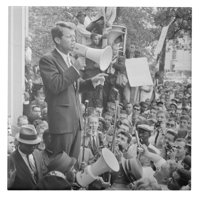 Sen. Robert Kennedy Campaigning for US President   Ceramic Tile (Front)
