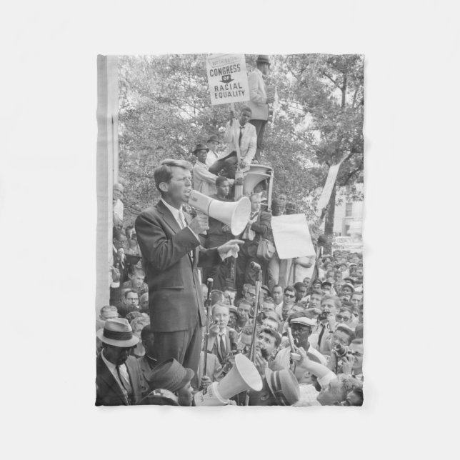 Sen. Robert Kennedy Campaigning for US President   Fleece Blanket (Front)